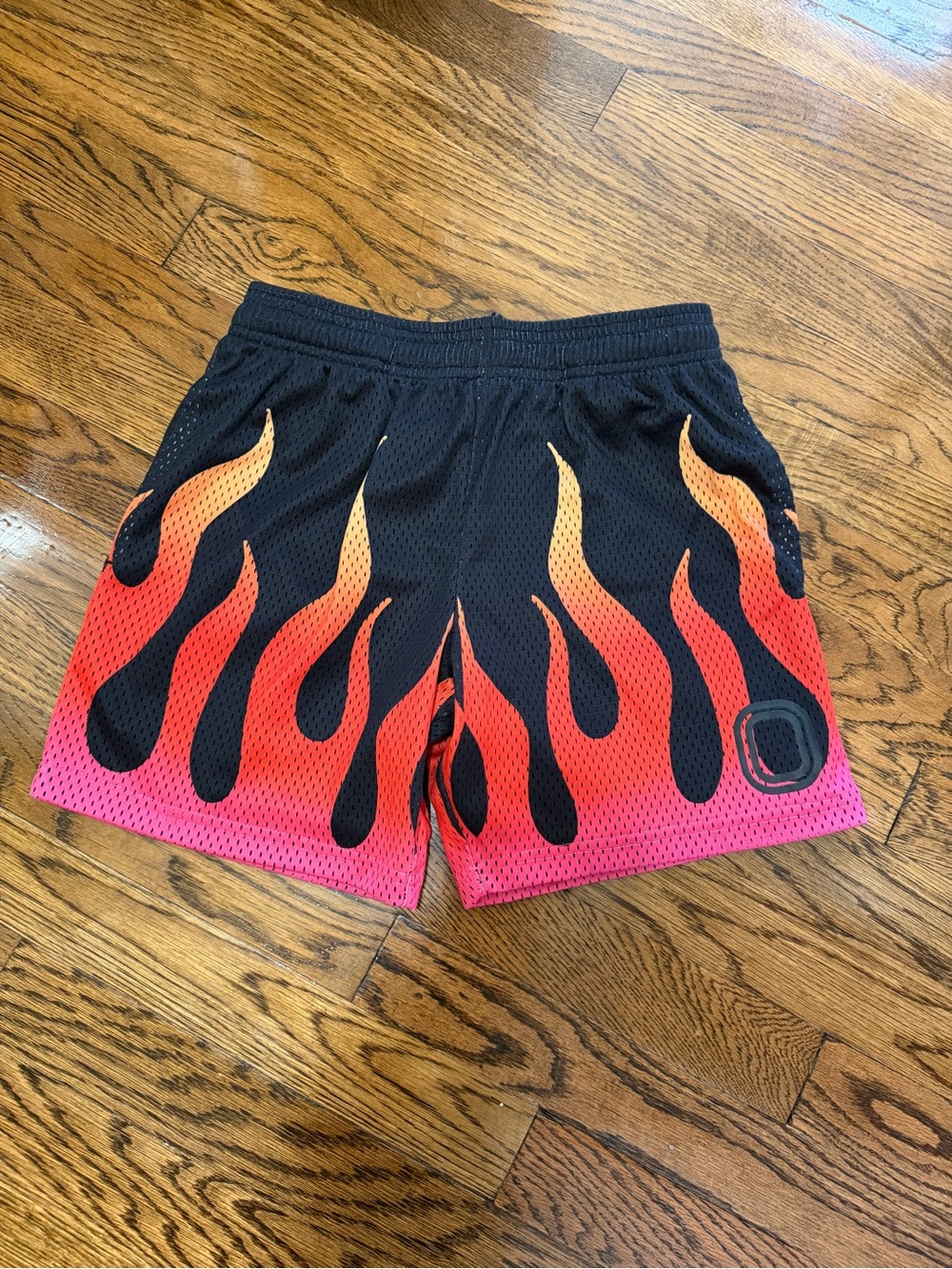 Overtime Youth Black and Red Flame Athletic Shorts